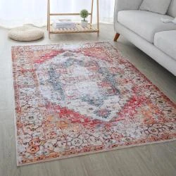 Tapis vintage lavable, antidérapant, doux, salon, chambre
