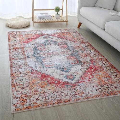 Tapis vintage lavable, antidérapant, doux, salon, chambre - Vue principale