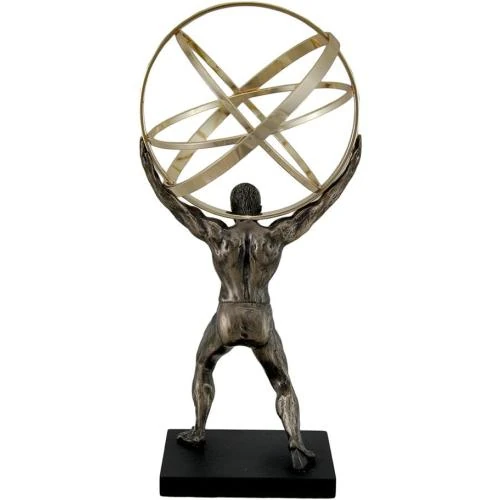 Zoom sur Statue Atlas Celestial Sphere Finition Bronze Zeckos