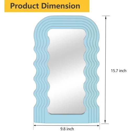 Détail de Miroir mural esthétique SIMMER STONE, cadre irrégulier, bleu