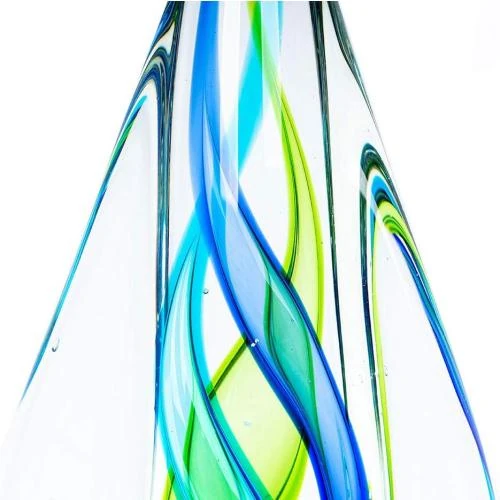 Détail de Sculpture Décorative Verre Bleu Vert, Design Élégant