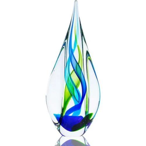 Sculpture Décorative Verre Bleu Vert, Design Élégant - Vue principale