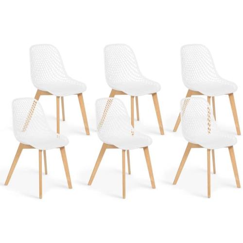 Présentation de Présentation Lot de 6 Chaises Mandy Blanches Salle à Manger