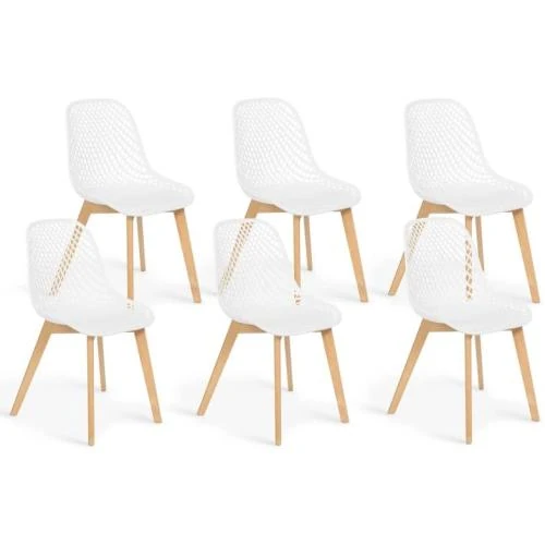 Lot de 6 Chaises Mandy Blanches Salle à Manger - Vue principale