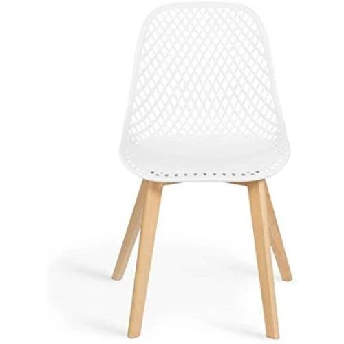 Zoom sur Lot de 6 Chaises Mandy Blanches Salle à Manger