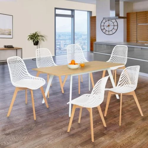 Détail de Lot de 6 Chaises Mandy Blanches Salle à Manger