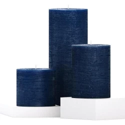Bougies pilier rustiques CANDWAX, lot 7 pièces