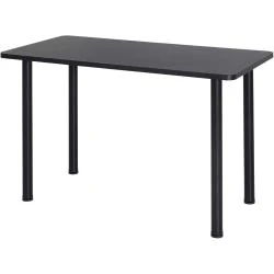 Table à Manger Contemporaine Bois, Pieds Acier Inoxydable Noir