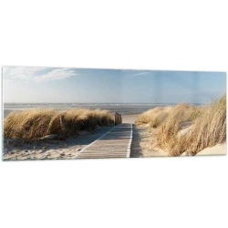 Tableau Verre Moderne Plage Mer Passerelle Décoration Murale