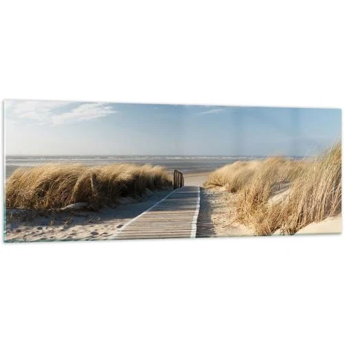 Tableau Verre Moderne Plage Mer Passerelle Décoration Murale - Vue principale