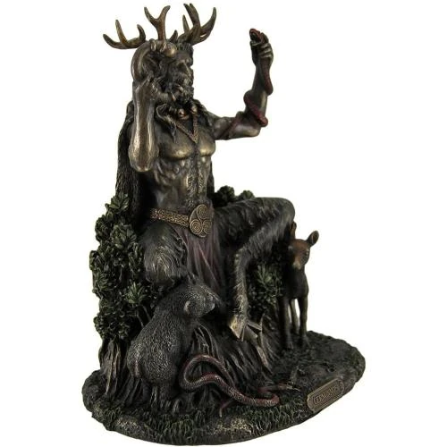 Zoom sur Statue Cernunnos, Dieu Cornu, Animaux, Veronese Design