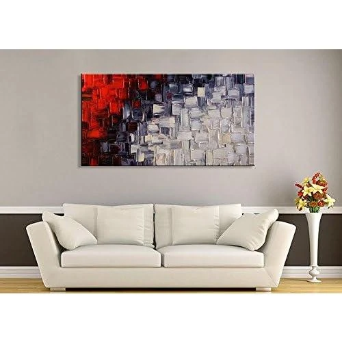 Zoom sur Paris Angel, Toile Murale Abstraite Rouge Blanc, Art Moderne
