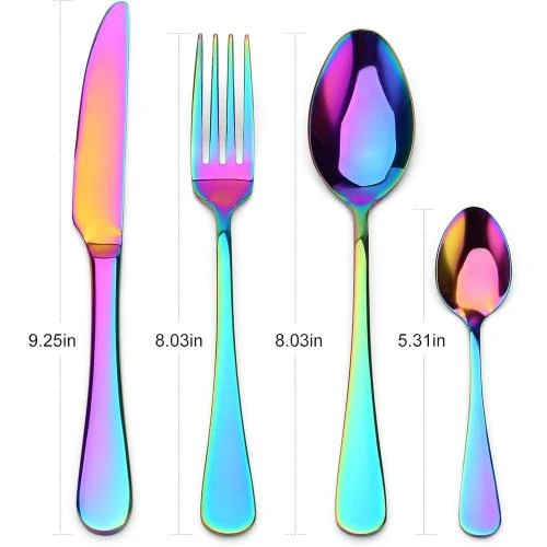 Détail de Sharecook, ménagère 24 pièces acier inoxydable arc-en-ciel