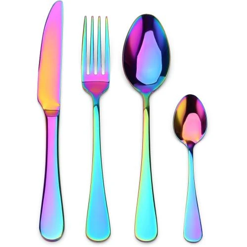 Sharecook, ménagère 24 pièces acier inoxydable arc-en-ciel - Vue principale