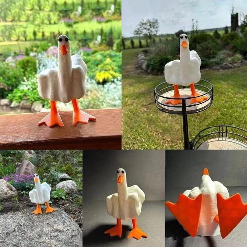 Zoom sur KFDDRN Statue canard amusante Duck You, résine, décoration