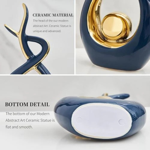 Zoom sur Statuettes Octdays, art abstrait moderne, décoration céramique, bleu