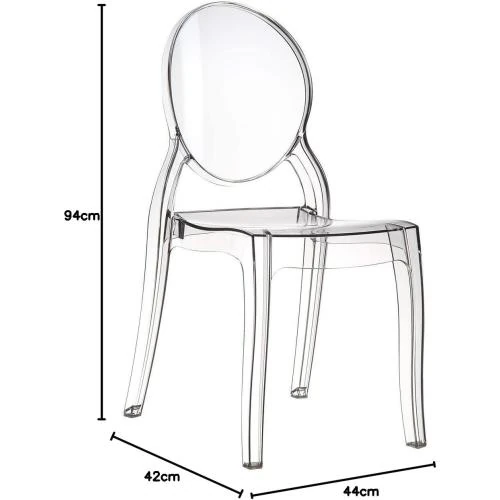 Détail de Chaises Brera Polycarbonate Transparent, Lot de 4 Empilables