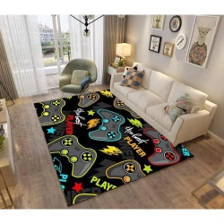 Tapis Gamer 3D Antidérapant Moderne, Décoration Colorée