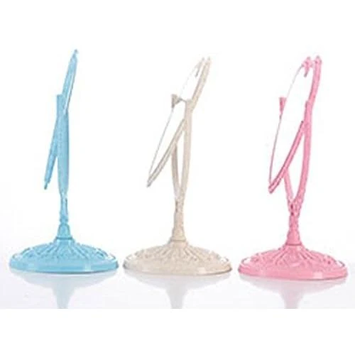 Zoom sur Miroir Maquillage Rotatif Cœur Rose, 2 Côtés, Plastique