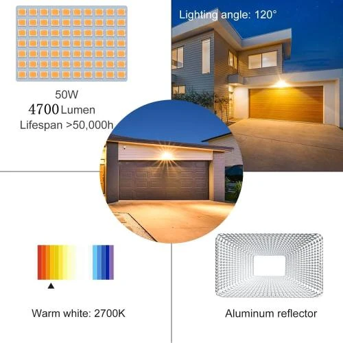 Détail de Projecteur LED Exterieur 50W, 4700LM, Blanc Froid, IP66