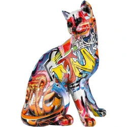 Gilde Figurine Chat Pop Art Sculpture Moderne Multicolore