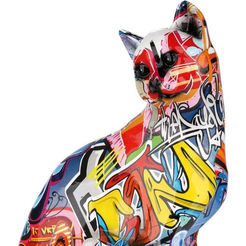Détail de Gilde Figurine Chat Pop Art Sculpture Moderne Multicolore