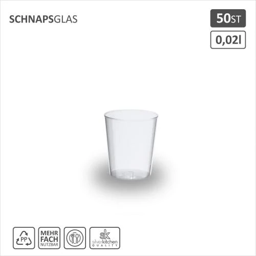 Détail de Silverkitchen 50 Verres Liqueur Plastique Incassables Transparents