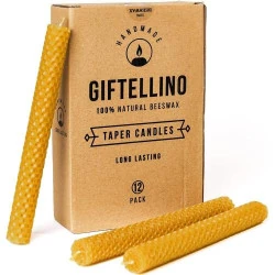 Bougies Giftellino, 12 pièces, cire d'abeille pure, coniques