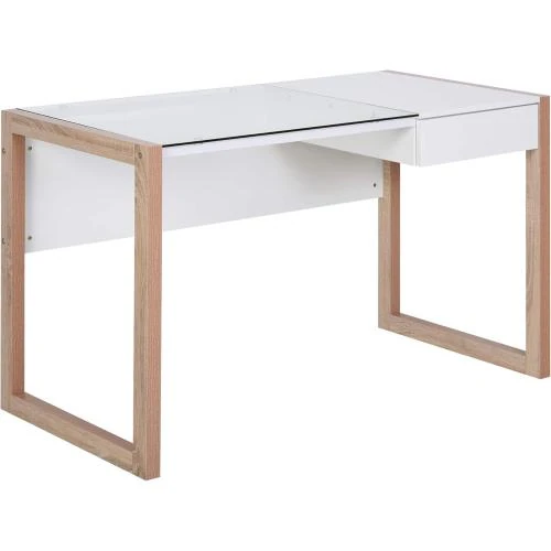 Bureau Informatique HOMCOM, Verre Trempé, Tiroir Intégré - Vue principale