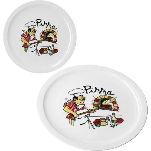 MamboCat Lot de 2 Assiettes à Pizza Blanches - Vue principale