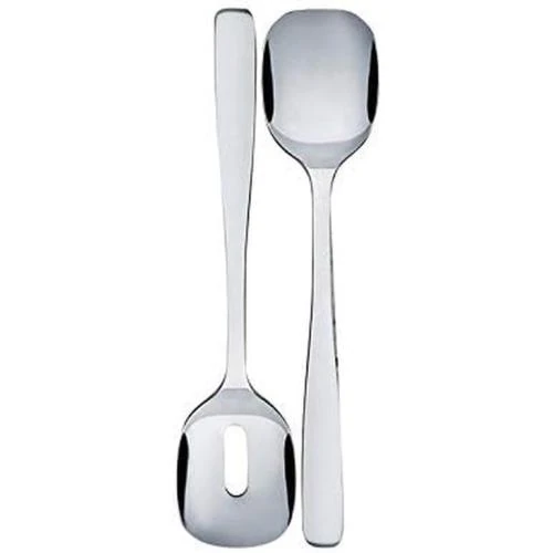 Zoom sur Couverts à Salade Alessi Ajm22, Acier Inoxydable Brillant