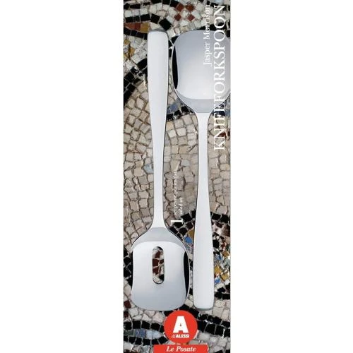 Détail de Couverts à Salade Alessi Ajm22, Acier Inoxydable Brillant