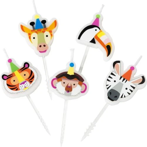Bougies Anniversaire Animaux Multicolores, Lot de 5 - Vue principale