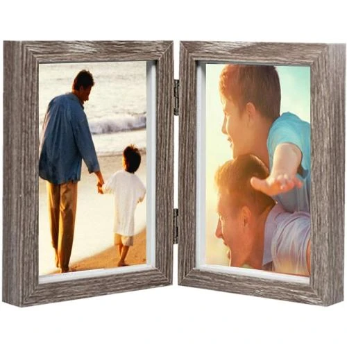 Détail de Cadre Photo Bois Double HGYB, Articulé, Verre