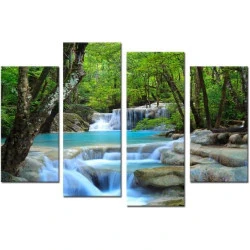 Impression Toile Cascade Art Mural Forêt Décoration Murale