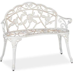 Banc de Jardin Relaxdays, 2 sièges, Aluminium, Fonte, Rose