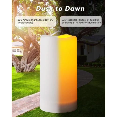 Zoom sur Homemory Bougies solaires extérieures, rechargeables, étanches