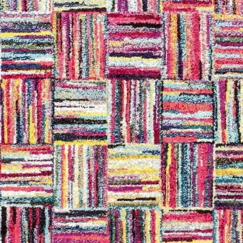 Zoom sur Tapis d'Entrée Intérieur Multicolore, Design Géométrique Moderne