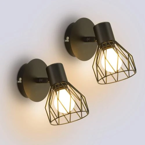 Plafonnier Industriel Noir 2 Spots LED Orientable E14 40W - Vue principale