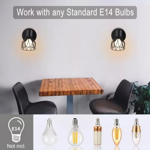 Détail de Plafonnier Industriel Noir 2 Spots LED Orientable E14 40W