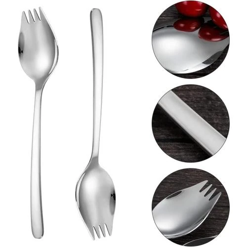 Zoom sur Fourchettes à salade réutilisables, acier inoxydable, lot 4