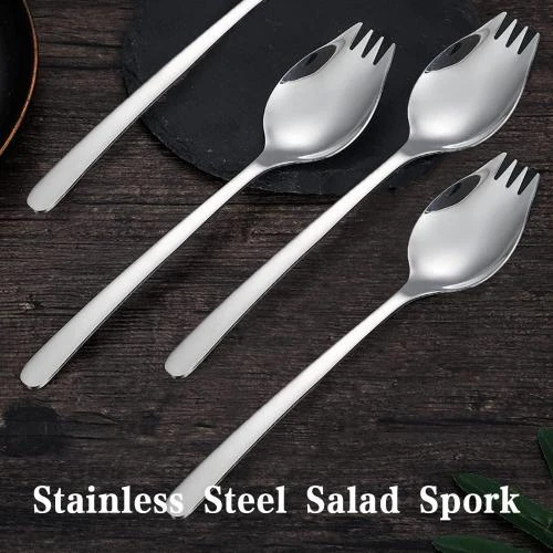 Détail de Fourchettes à salade réutilisables, acier inoxydable, lot 4