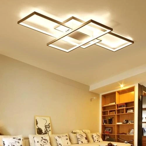 Zoom sur Plafonnier LED Moderne Dimmable Rectangulaire, Télécommande