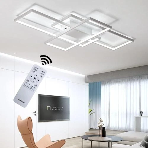 Plafonnier LED Moderne Dimmable Rectangulaire, Télécommande - Vue principale