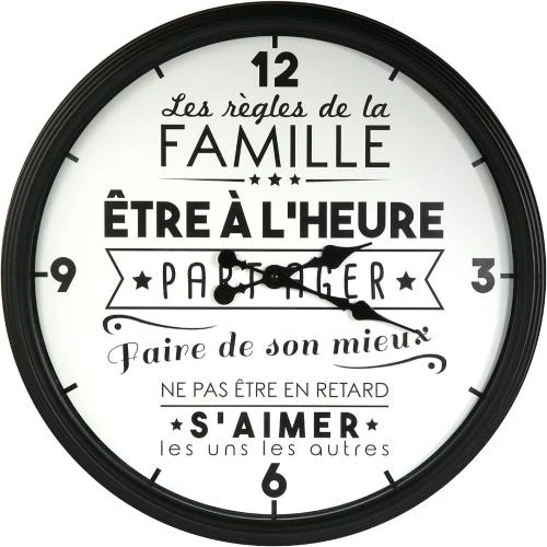 Détail de Horloge La Vie en Famille HOME DECO FACTORY, Noir