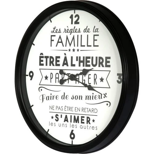 Horloge La Vie en Famille HOME DECO FACTORY, Noir - Vue principale