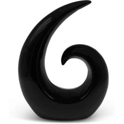 Sculpture céramique élégante noire, décoration moderne spirale