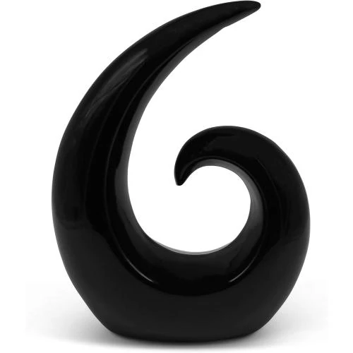Sculpture céramique élégante noire, décoration moderne spirale - Vue principale