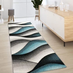 Tapis Moderne Abstrait Vagues Gris Turquoise, Design Créateur