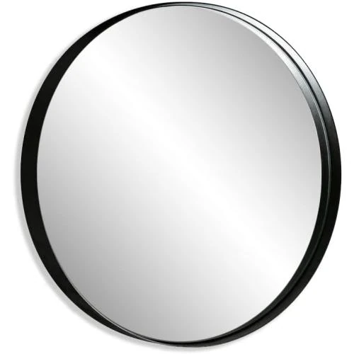 Miroir mural RAMIX, cadre aluminium noir, style loft - Vue principale